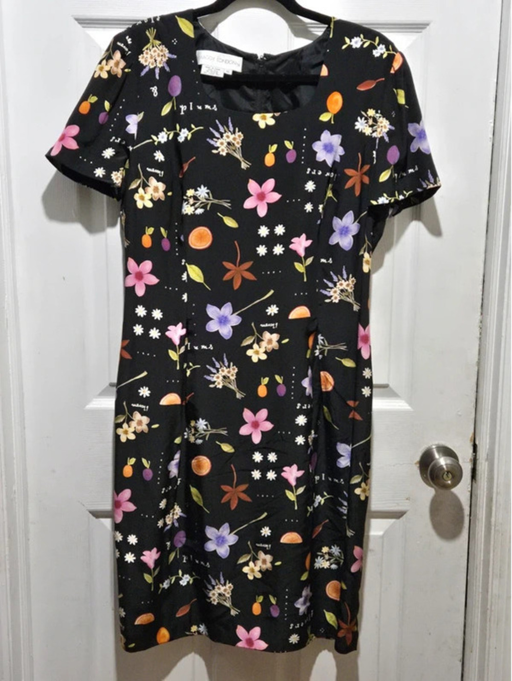 Vintage maggy london size 10 nature floral 100% silk dress